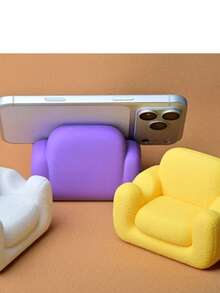 Suporte de Telefone Mini Sofá Impressão 3D Criativo Fofo Sofá Relaxado Ornamento de Mesa Estilo INS Suporte de Armazenamento Relaxado para Maratona de Séries Multicolorido Opcional - Suporte para celular em formato de puff (1 unidade) - Visão 1