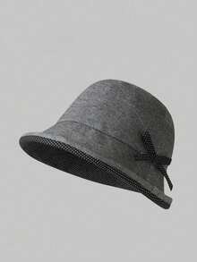 1pc Women's Polka Dot Trim Bow Bucket Hat, Vintage Casual Summer Sun Hat, Lightweight Breathable Travel Hat, Suitable For Outdoor, Vacation, Daily Wear - A - View 6