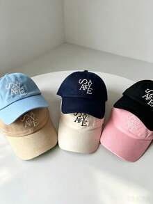 Ins風字母刺繡棒球帽，軟頂百搭顯臉小棒球帽，春夏中性防曬帽（實際顏色可能因光線而有所差異） - 彩色 - 查看 7