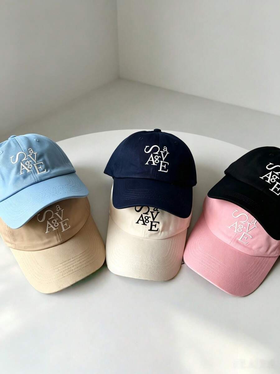 Ins Style Letter Embroidered Baseball Cap, Soft Top Versatile Face-Slimming Baseball Cap, Spring/Summer Unisex Sun Protection Cap (Actual Color May Vary Due To Lighting) - Multicolor - View 1
