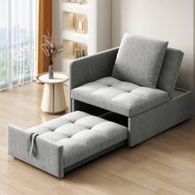 Upholstered Bed, 3-In-1 Sofa Bed, Multifunctional Sofa Bed, Linen Fabric Sofa With Adjustable Backrest, Daybed For Small Spaces - Grey - View 4