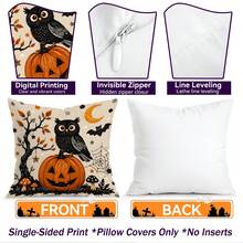 4pcs/1pc Cartoon Ghost Black Cat Halloween Pattern Pillowcase, Single-Sided Printed Pillowcase, Suitable For Living Room Bedroom Home Decor, All Season Pillowcase - Multicolor - View 4