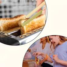 1-100pcs Bamboo Food Tongs, Bamboo Cooking Tongs, Exquisite Bamboo Serving Tongs, Toast Tongs, Cold Plate Accessories, Can Grip Cheese, Toast, Bread, Sushi, Pickles, Tea, Suitable For Parties, Catering, Baking, Buffet And Home - Beige - View 3