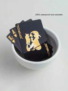 1 Pack Waterproof Plastic Playing Cards, Suitable For Christmas And Holiday Parties, Family Game Night, Party Favors And Gifts - Includes Trick Cards And Magic Performance Cards, Suitable For Adults, Men And Teenagers Entertainment (Black & Gold Edition) - Multi-color - View 6
