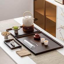 1pc Rectangular Bamboo Multi-Functional Tray, Minimalist Style, Suitable For Meal Service, Vanity, Bathroom Storage And Organization, Wooden Decorative Display Tray, Entryway Table Display Riser, Farmhouse Kitchen Countertop Center Decor, Suitable For Tea, Breakfast, Coffee And Snacks - Multicolor - View 2