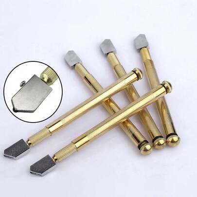 2/1 sets Cortador de vidrio, herramienta de corte de espejo de vidrio, cortador de vidrio de carburo de tungsteno lubricado con aceite estilo lápiz, material de acero de aleación sin batería, operación fácil, adecuado para espejos y vidrio, herramientas de decoración del hogar, herramientas manuales, cuchillo de vidrio