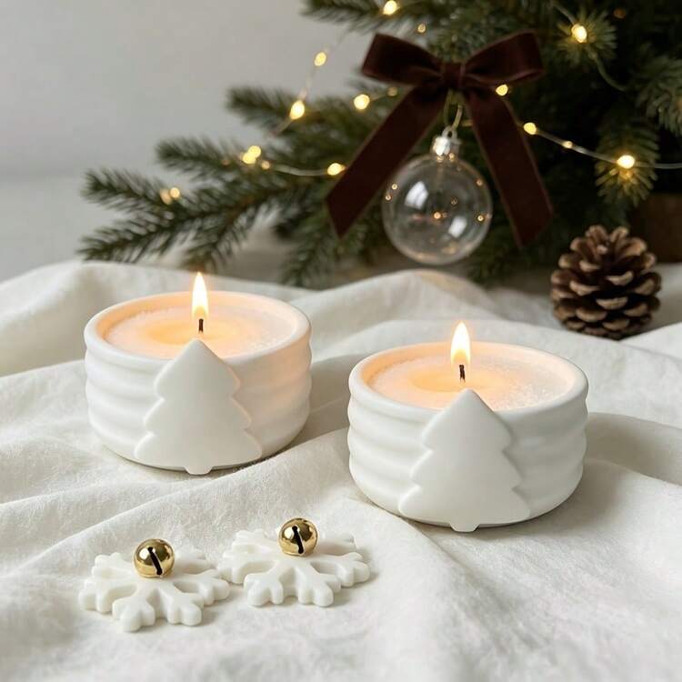 SILIKE LUFEI DIY 樹脂模具聖誕收納盒 矽膠模具 雪花聖誕樹石膏蠟燭杯 - 聖誕模具 - 查看 4