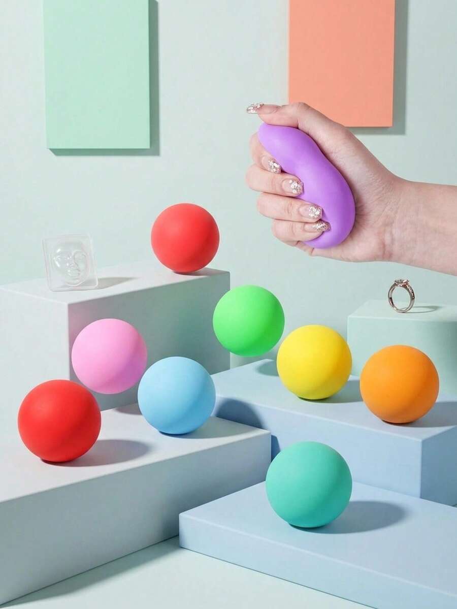 1/3/6/12/16/32pcs Mini Slow Rebound Stress Relief Ball, Stretchy Finger Tip Sensory Toy, Anxiety Relief, Finger Exerciser, Fidget Toy Balls, Fidget Toy Box - Multicolor - View 1