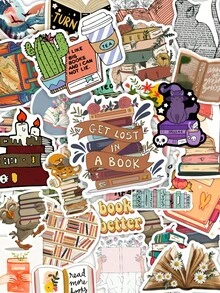 50張閱讀貼紙，個性化卡通閱讀書籍防水貼紙，適合青少年，返校貼紙，戶外探險貼紙，返校貼紙 - 50件 - 查看 1