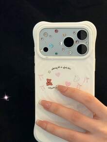 INS Korean Style Colorful Rhinestone Stickers Compatible With Iphone 17 Pro Max Transparent Lens Film, New Apple 17 Pro Rear Camera Anti-Scratch Luxury Protective Film - Silver - View 2