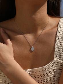 MODIAN D Color Moissanite Chain 925 Sterling Sliver Vintage Elegant Button Pendant Necklaces For Women Daily OL Fine Jewelry - Silver - View 5