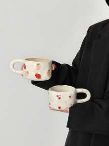 1 buah Cangkir Kopi Keramik Motif Ceri dan Stroberi yang Baru Dilukis, Mug dengan Pola Buah yang Lucu, Cocok untuk Sarapan, Susu, Pasangan, Sempurna sebagai Hadiah Liburan untuk Teman dan Keluarga - MultiWarna - View 7