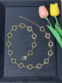 1 pieza Cadena de sombrero con flor hueca, cadena decorativa de metal elegante y linda, accesorio de moda para sombrero, adecuado para festivales, fiestas, bodas y uso diario - Flor de ciruelo - Ver 7