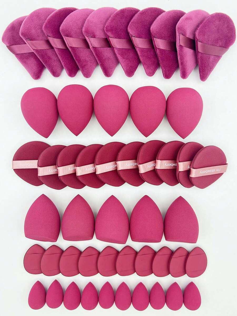 50/40/30/20/10/5pcs Multi-Function Makeup Tool Set, Facial Makeup Set, Includes Soft Makeup Sponges, Triangle Powder Puffs, Cushion Powder Puffs, Water Drop Egg Sponges, Dry And Wet Use Makeup Accessories, Essential For Women's Daily Makeup.