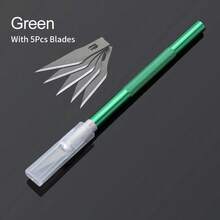 Non-Slip Metal Scalpel Carving Tool Set, Engraving Craft Knife + 5 Blades, Phone PCB DIY Repair Hand Tool - A - View 6