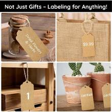 100/50 Stücke Weihnachtliche Geschenkanhänger mit 65 Fuß Jutegarn, personalisierte Kartonanhänger mit Loch, Kraftpapier Etiketten für DIY Kunsthandwerk, Hochzeit Weihnachts Papier Geschenke Vintage Etiketten - Übersicht 6
