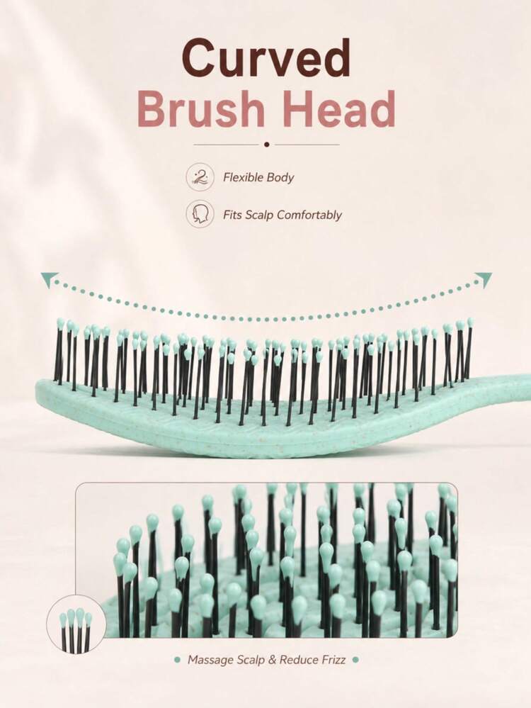Hair Styling Brush, Detangling Hair Brush For Curly Wavy Straight Hair, Wet Dry Brush With Flexible Pins, Pointed Tail Comb For Sectioning And Daily Styling - Comb Set - View 8