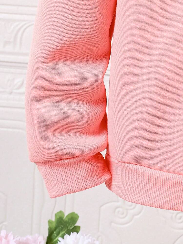 2pcs/Set Toddler Cartoon Print Hooded Sweatshirt And Sweatpants Set - Pink - View 6