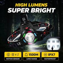 KENSUN 100 Million Lumens Super Bright 18650 Rechargeable High Power LED Headlamp, Suitable For Fishing, Professional Engineering, Waterproof Camping And More - Black - View 3