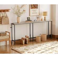 Mesa Recibidor Entrada con Tomacorrientes y Puertos USB, 100 * 75 * 15cm Consola de Entrada, Muebles Consola para Sala, Bufets, Vitrinas y Credenzas, Mesa de Sofá, Barra de - Multicolor - Ver 8