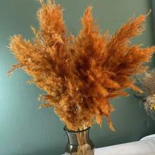 10/20/30/40pcs Artificial Pampas Grass Decor 17.3 Inch Small Faux Reed Feather Bouquet, Brown Pampas Grass Decoration Bohemian Style Room Floral Decor Wedding Vase Wreath Decoration, Bedroom Decor, Bohemian Wedding Decor, Floor Decor, Ceremony Backdrop Artificial Bouquet, Mother's Day Gift, Birthday Anniversary Gift, DIY Wreath Decoration - Burnt Orange - View 1