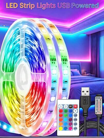 Satu Set Lampu Strip TV Backlit USB DIY, 3,28 Kaki / 9,84 Kaki SMD 2835 LED Lampu Kabinet Fleksibel, Cocok Untuk Dekorasi Rumah, Dekorasi Kamar Tidur, Kamar Tidur, Dekorasi Natal, Lampu Peri, LED Kamar Tidur