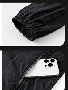Women's Lightweight Sun Protection Jacket, Autumn Outdoor Top, Casual Sports Stand Collar Jacket - Black - View 3