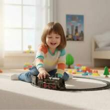 Trenzinho Locomotiva Trilhos A Pilha Brinquedo Infantil Trens Clássicos 19 Peças - Preto - Visão 7