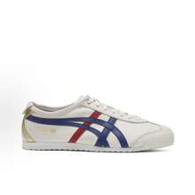 Asics Authentic Onitsuka Tiger Mexico 66 Leather Sneakers - White/Blue/Red Classic Low-Top | Premium Japanese Heritage Footwear | Slim-Profile Lightweight Trainers - 白藍金 - 查看 2
