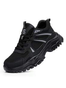 GUYISA Men's Professional Anti-Crush Anti-Puncture Safety Shoes, Dad Series Lightweight Breathable Rubber Sole Comfortable Stylish All-Season Functional Shoes - Black Breathable - View 8