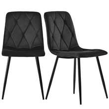 Dining Chair (4 Pcs), Black, Set Of 4 Upholstered Designer Chairs, Twill Velvet Dining Chair, Kitchen Chair With Backrest, Velvet Seat, Metal Frame, Metal Legs - Black - View 8