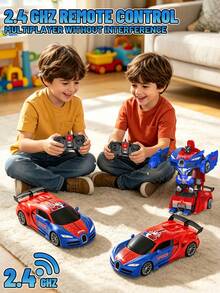 1pc Dual-Mode Transforming RC Car Toy, One-Touch Automatic Switch Between Racing Car And Robot Form, Suitable For 4-7 Year Old Boys, 3, 4, 5, 6, 7...12 Year Old Kids Boys And Girls, Perfect Gift For Christmas, Halloween, Thanksgiving, Easter, 2.4GHz Remote Control Car, Fast 360° Rotation - Multicolor - View 6