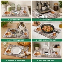 1pc Coffee Pattern Kitchen Countertop Diatomaceous Earth Absorbent Quick-Dry Coffee Machine Mat, Kitchen Home Decor Non-Slip Heat-Resistant, Bowl Dish Cup Drying Mat, Easy To Clean Stain-Hiding, Suitable For Kitchen Dining Table Coffee Bar Kitchen Floor Mat Dining Table Mat Drying Mat Breakfast Mat - Multicolor - View 6