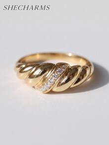 1pc S925 Sterling Silver Horn-Shaped Ring, Women's Eternity Ring, Exquisite Jewelry Gift For Daily Outfit Matching - Gold - View 5