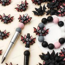8 Pink Bubble Bat 3D Silicone Beads, Used Pen Decoration, Jewelry Making, And Bracelets, Cute Halloween Theme, Very Suitable Handmade Crafts, Beads And Bead Combinations - 8 Bats - View 4
