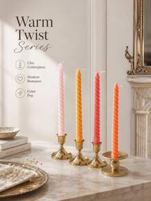 1/4pcs Nordic Style Spiral Tapered Candles, 0.86*9.84 Inches, 4 Colors Available, Suitable For Home Decor, Wedding Arrangement, Excellent Gift Choice, Tabletop Decoration, Gift For Women - Multiple Styles - View 7