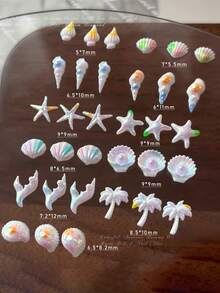 1 Pack Colorful Aurora Starfish Shell Pearl Conch Coconut Tree Star Nail Art Decorations Rhinestones - Multicolor - View 3