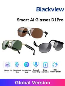 Blackview D1 Pro 智能眼鏡，開放式音訊，開放聲場高畫質音質，可連續播放音樂 6 小時，藍牙 6.0 穩定藍牙連接通話，配戴偵測，觸摸喚醒語音助手 - 查看 1