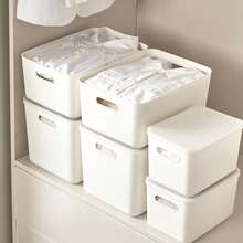 1 Peça Caixa de Armazenamento de Mesa, Organizador de Dormitório de Estudante, Cesta de Armazenamento Doméstico, Organizador de Cosméticos, Caixa de Armazenamento de Lanches - Branco - Visão 2
