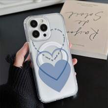 [24h Versand aus DE/FR/ES]Handyhülle: 1 Stück Magnetische Hülle mit Hautgefühl, blauer Blumenmuster und Herz, kompatibel mit kabellosem Laden, für iPhone 16 Pro Max/15/14 Plus/13/12/11 - Transparent - Übersicht 2