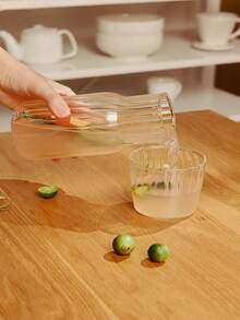 Haus Hana 1pc High Borosilicate Glass Cup Set With Vertical Stripes, Including 1 Glass Teapot And 1 Cup - Clear - View 3