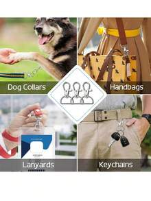 20/60/100pcs Rotating Spring Hook Keychains With D-Ring, Handmade Supplies, Key Ring Making Accessories, Sewing Accessories, 360° Rotating, Durable Zinc Alloy DIY Hardware Accessories, Suitable For Key Rings, Lanyards And Wallets - Multi-color - View 7
