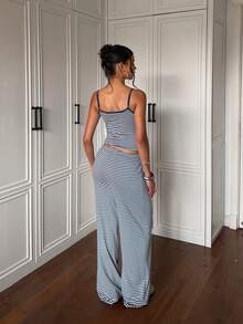 Minimalist Camisole Top And Drawstring Waist Sweatpants Set - Royal Blue - View 10