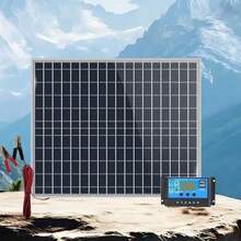 New 50W Portable Solar Panel Kit With 100A Solar Charge Controller, High-Efficiency Solar Panel And Alligator Clips, Suitable For RV, Camping, Car, Boat, Picnic, Etc., Can Power Tablets, Smartwatches, Power Banks In Sunlight, Portable Design - Black - View 13