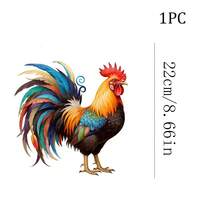 1‑3PCS Water-Washed Heat Transfer Print, Colorful Rooster With Bright Red Comb, Golden Neck Feathers, Tail Feathers In Blue, Purple, Green, Brown, Exquisite Realistic Style, Auspicious Meaning, Suitable For T-Shirt, Canvas Bag Heat Transfer - Multicolor - View 2
