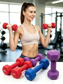 1pc/2pcs Dumbbells, Multi-Color Hexagonal Dumbbells With Anti-Roll Design,Textured/Smooth Surface, Home Fitness, Non‑Slip Dumbbells,Fitness Dumbbells ,Home Workout,Home Exercise Neoprene Dumbbells,Random - Random Color - View 4