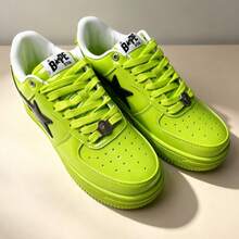 A BATHING APE Bape Casual Skate Shoes Color-Block Star Logo Glossy Casual Shoes Neon Green Men's Women's - Full Fluorescent Green - View 2