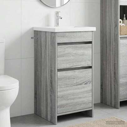 Berkfield Bathroom Vanity With Sink Grey Sonoma 42 X 40 X 84.5 Cm