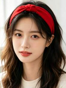 1件女性高級梅納德風格髮箍髮圈，時尚額前整理髮帶髮飾，高顱頂髮夾髮箍批發 - 紅色 - 查看 1
