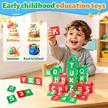 15/26/30/56pcs Mini Magnetic Building Blocks With Numbers And Letters, Spelling And Arithmetic Early Education Stacking Toys, Preschool STEM Learning Set, Toddler Birthday Holiday Gift - Multicolor - View 7